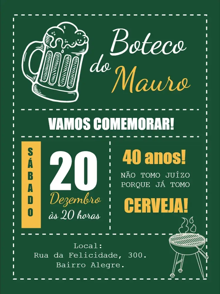 Convite Boteco Chalkboard Chopp