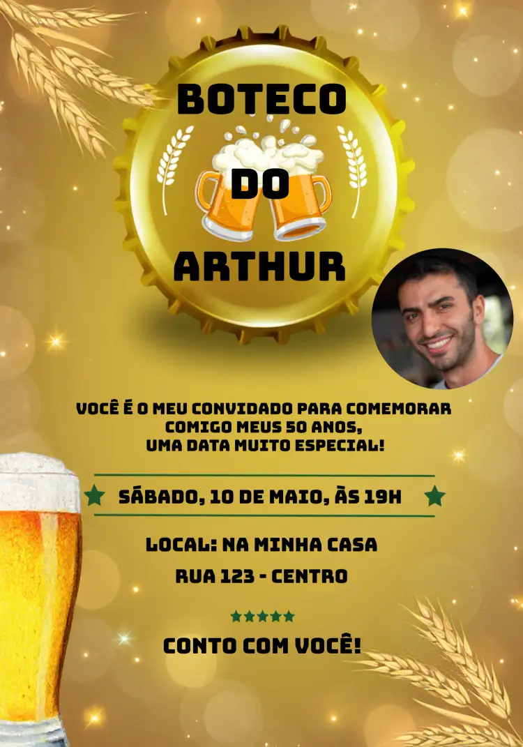 Convite Boteco Com Foto Branci