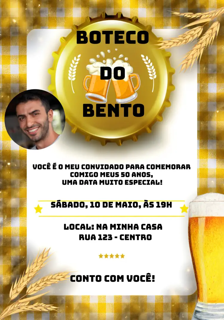 Convite Boteco Com Foto Festa