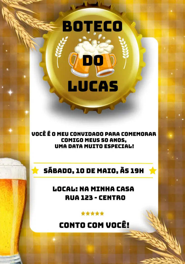 Convite Boteco Dourado
