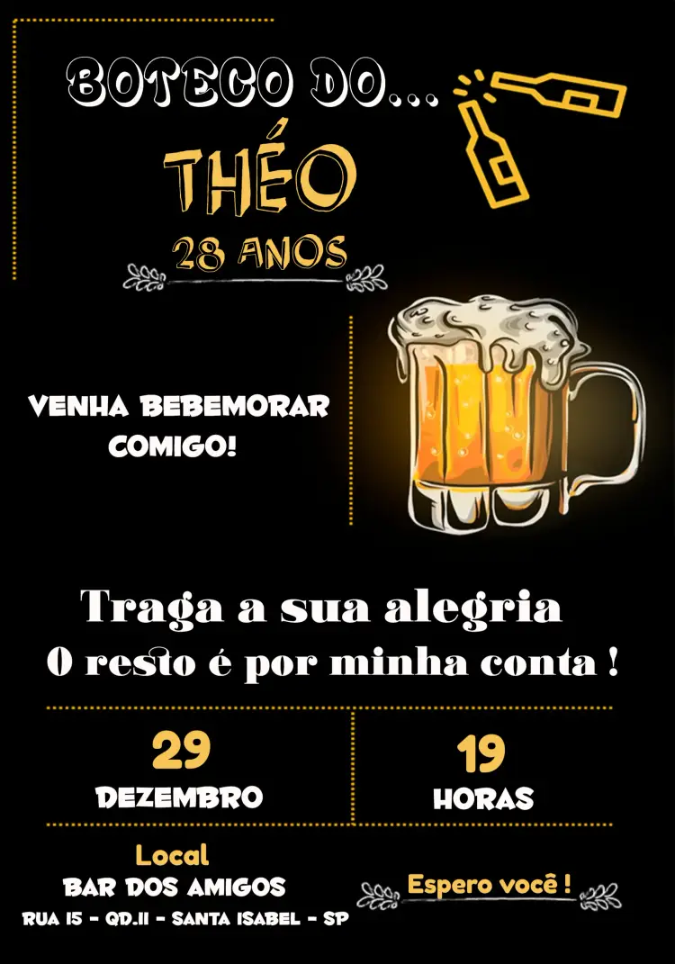 Convite Boteco Dourado