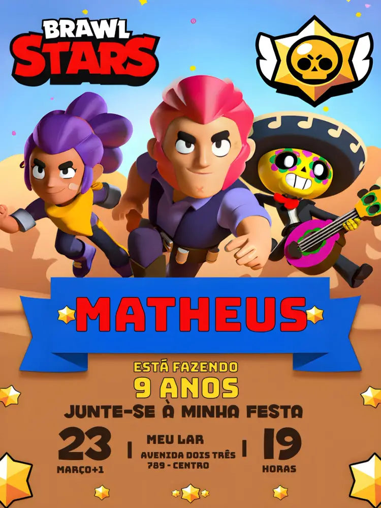 Convite Brawl Stars Foto