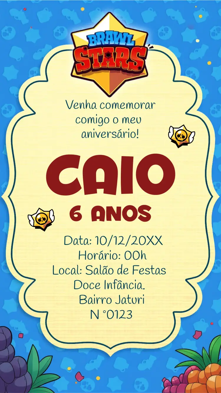 Convite Brawl Stars Infantil