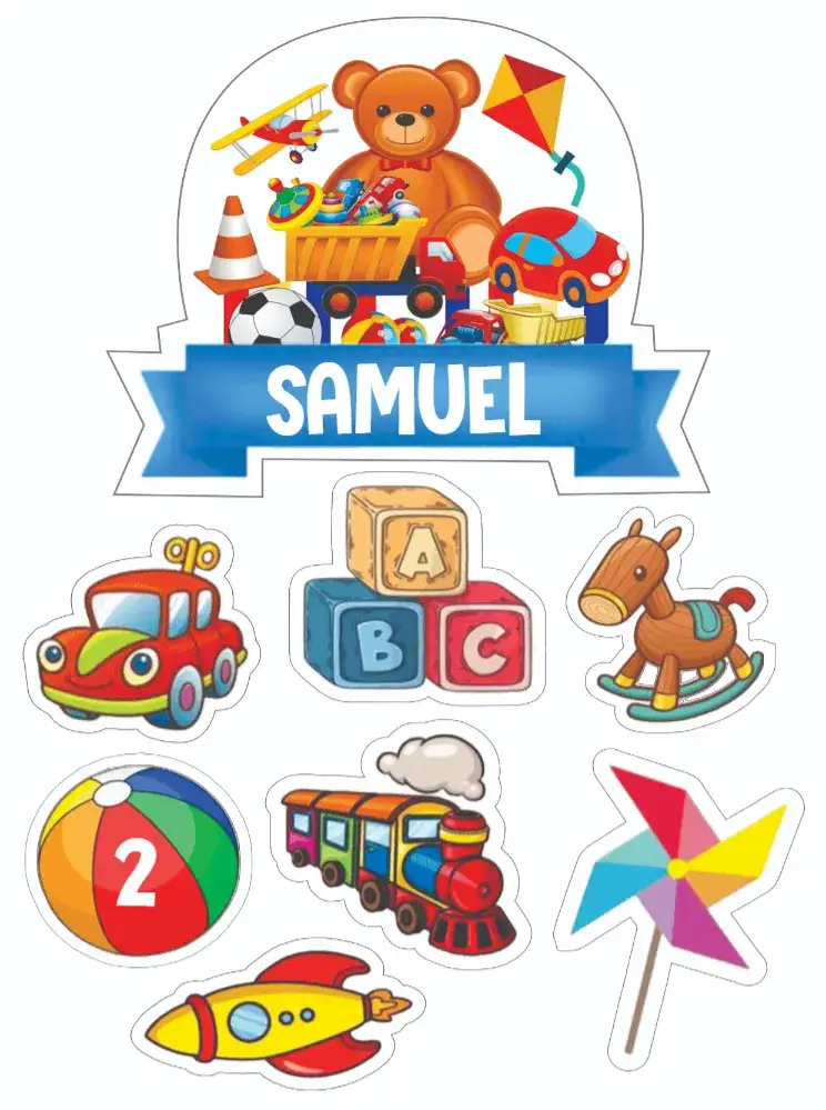 Convite Brinquedos – tema Cartão colorido, divertido, lúdico, infantil, moderno, ilustrativo