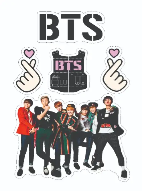 Convite BTS – tema Topo de bolo moderno, colorido, K-pop, divertido, temático, vibrante