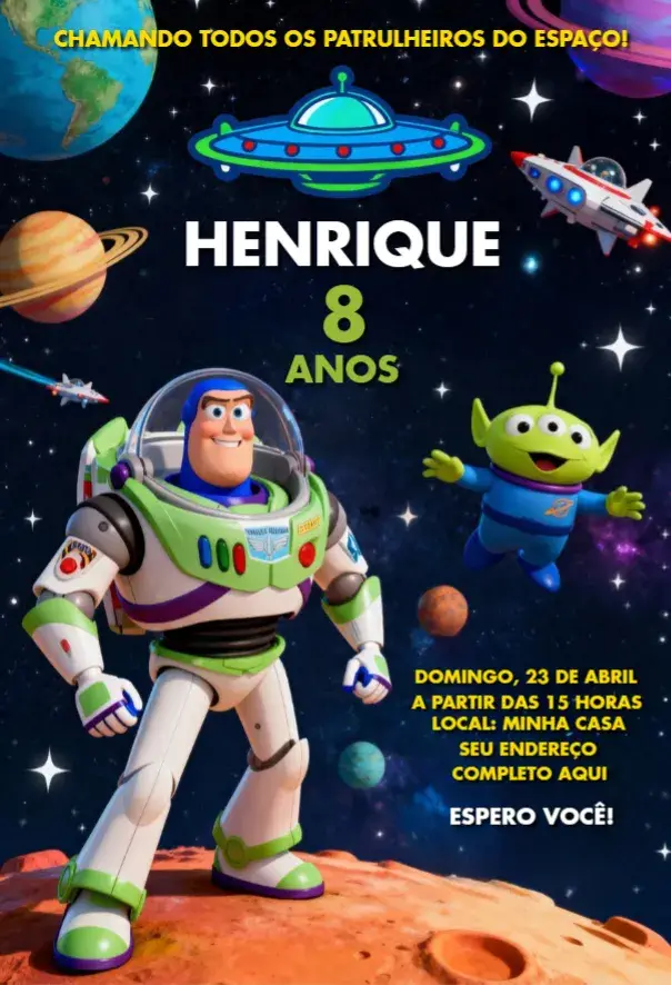 Invite Buzz Lightyear 1 editable and customizable
