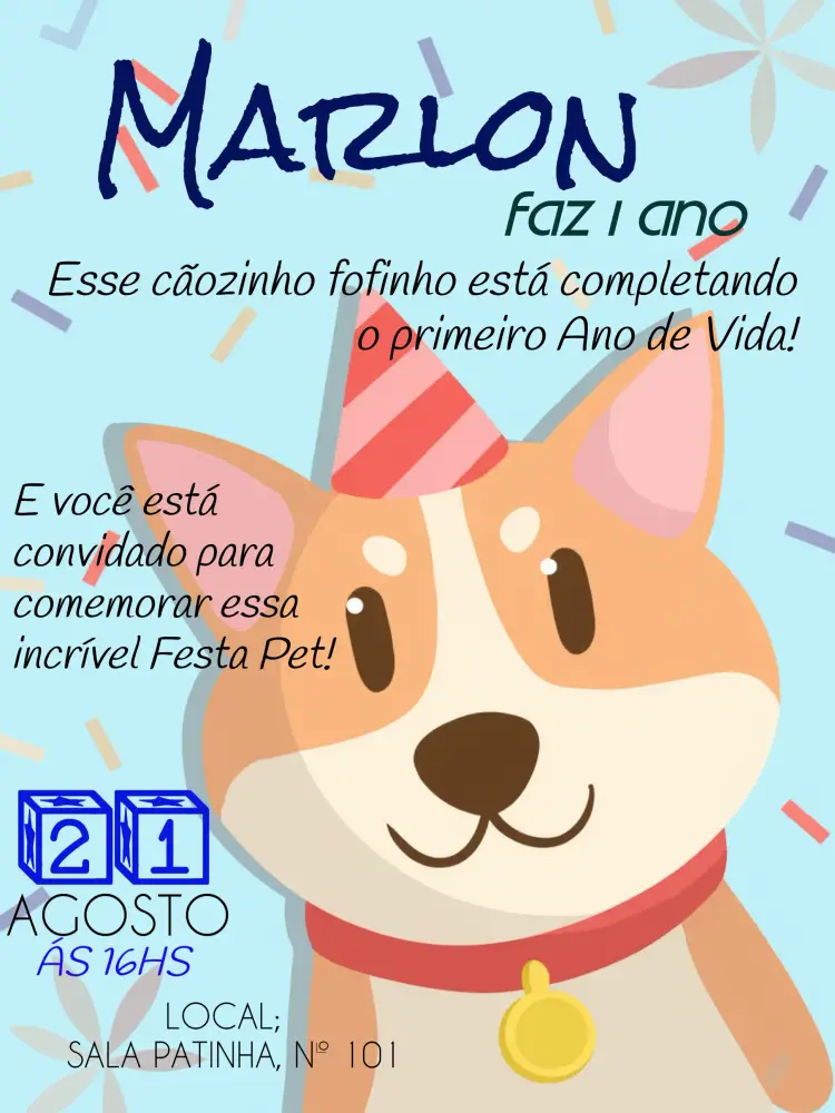 Convite Cachorro Azul