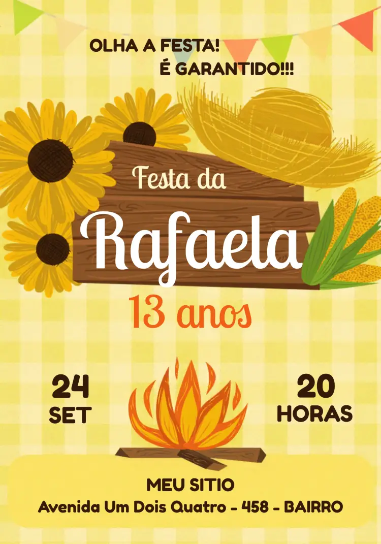 Convite Caipira Milho E Girassol Adulto