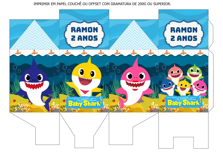 Convite Caixa Milk Baby Shark Tubarões