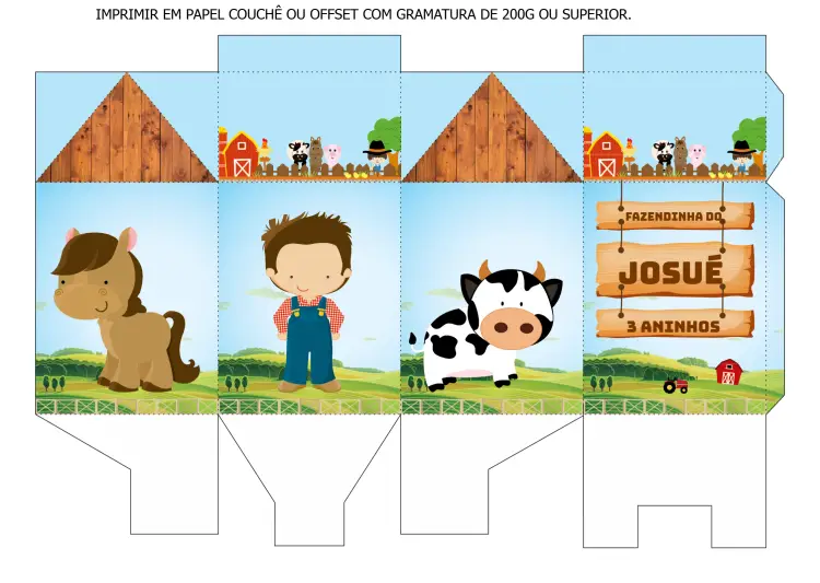 Convite Caixa Milk Fazendinha Fazendeiro