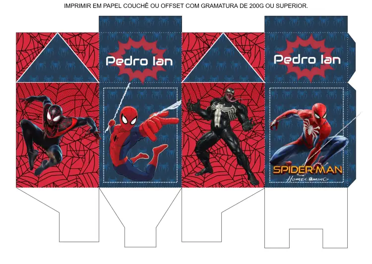 Convite Caixa Milk Homem Aranha Vermelho – tema Mais pesquisados super-heróis, colorido, dinâmico, divertido, infantil