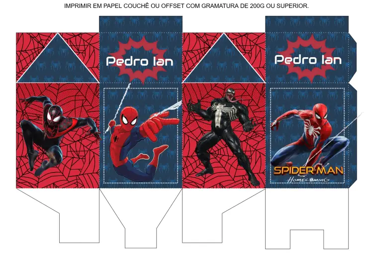 Convite Caixa Milk Homem Aranha Vermelho