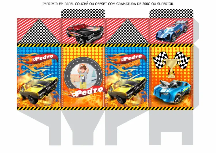 Convite Caixa Milk Hotwheels Molde