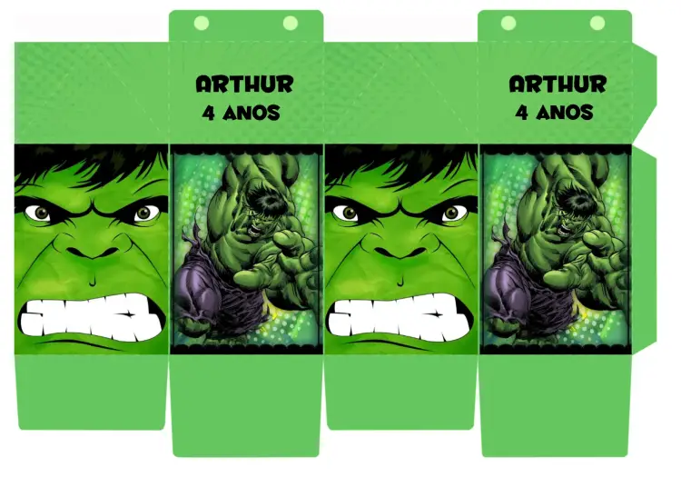 Convite Caixa Milk Hulk Editável