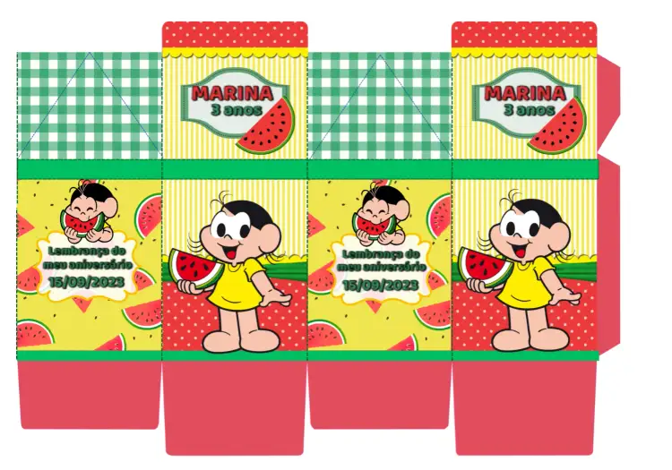 Convite Caixa Milk Magali Turma Da Mônica Magali- – tema Aniversário Infantil colorido, divertido, infantil, temático, ilustrações da Turma da Mônica, estilo cartoon
