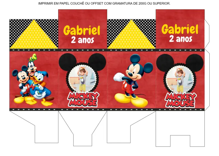 Convite Caixa Milk Mickey Mouse Com Foto Logo