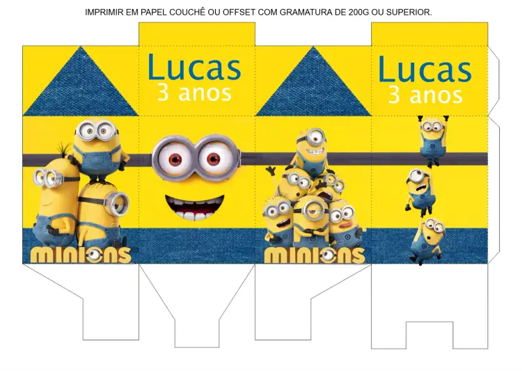 Convite Caixa Milk Minions E – tema Mais pesquisados divertido, colorido, infantil, temático, moderninho