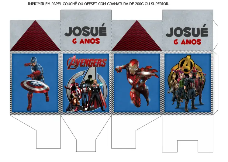 Convite Caixa Milk Os Vingadores Logo – tema Mais pesquisados colorido, temático, moderno, divertido, super-heróis