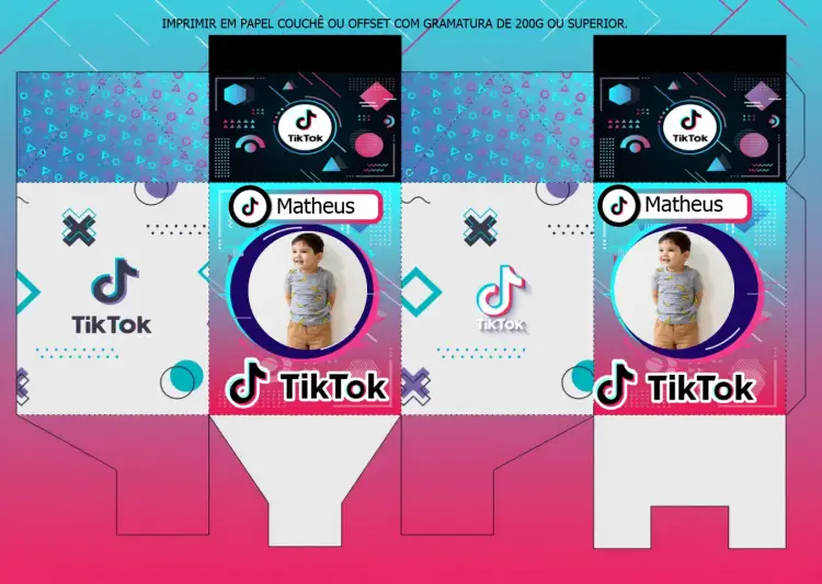 Convite Caixa Milk Para Imprimir Tik Tok Com Foto Branco