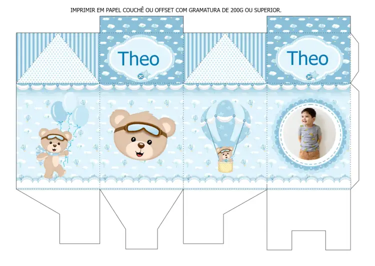 Convite Caixa Milk Para Imprimir Ursinho Baloeiro Com Foto Balão