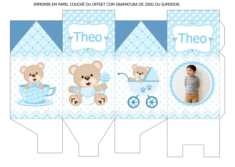 Convite Caixa Milk Para Imprimir Ursinho Principe Com Foto Zag – tema Mais pesquisados azul, branco, infantil, moderno, divertido, lúdico
