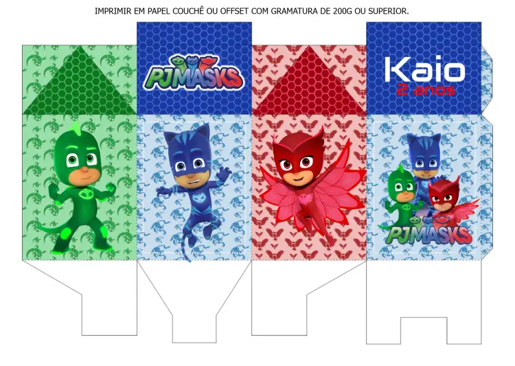 Convite Caixa Milk Pj Masks Verde