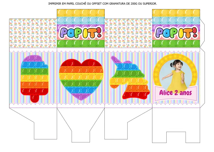 Convite Caixa Milk Pop It Com Foto (com