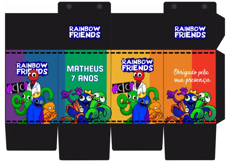 Convite Caixa Milk Rainbow Friends Molde – tema Mais pesquisados colorido, divertido, infantil, moderno, temático
