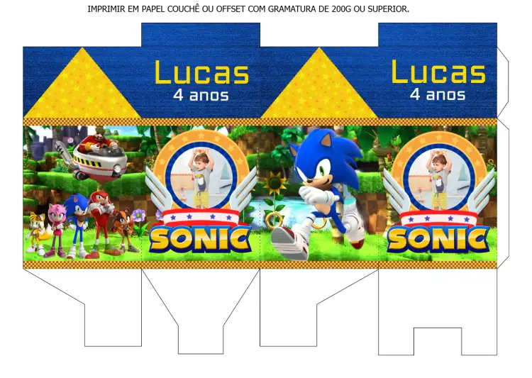 Convite Caixa Milk Sonic Com Foto Logo – tema Mais pesquisados colorido, divertido, jogos, infantil, moderno