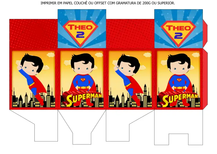 Convite Caixa Milk Super Man Logo – tema Mais pesquisados vibrante, colorido, lúdico, moderno, divertido, super-heróis