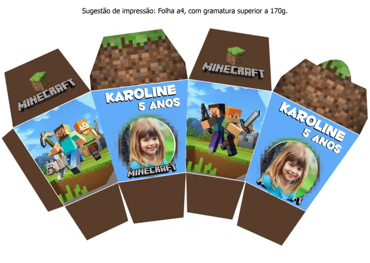 Caixa Sushi Minecraft Molde