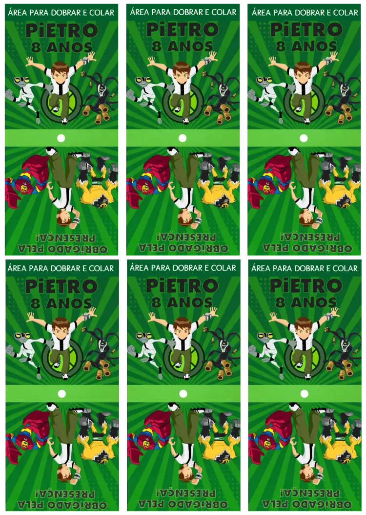Convite Capa Para Pirulito Ben 10 Verde