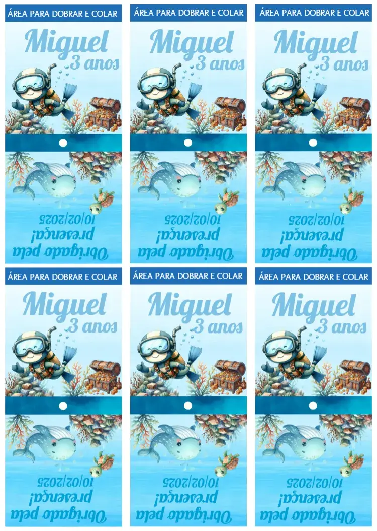 Convite Capa Para Pirulito Fundo Do Mar Capinha
