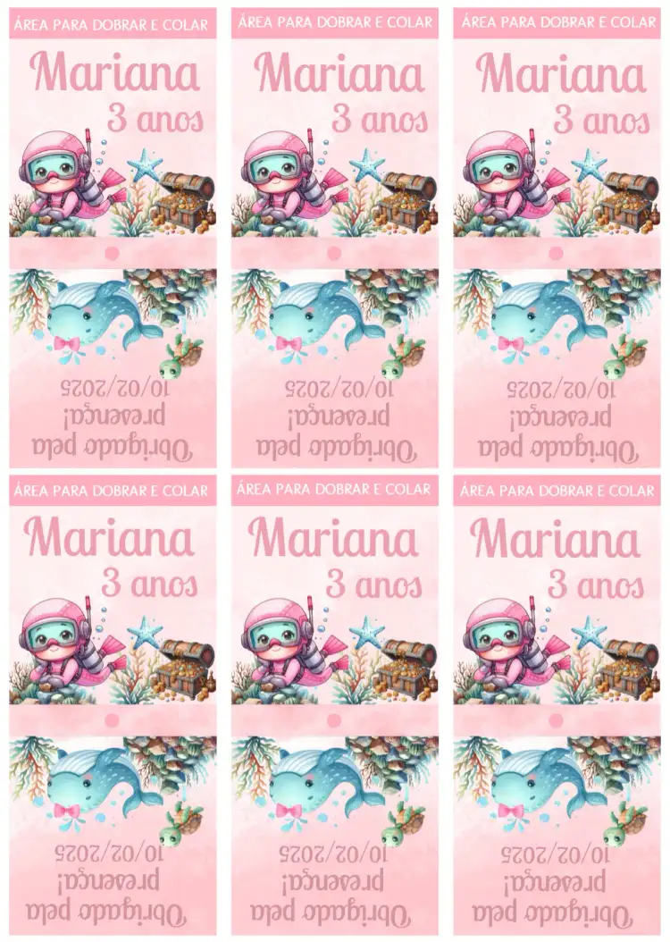 Capa Para Pirulito Fundo Do Mar Rosa Sereia