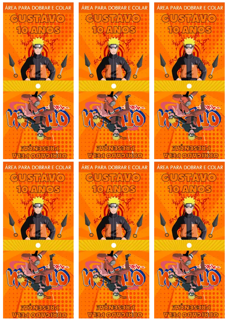 Capa Para Pirulito Naruto Capinha