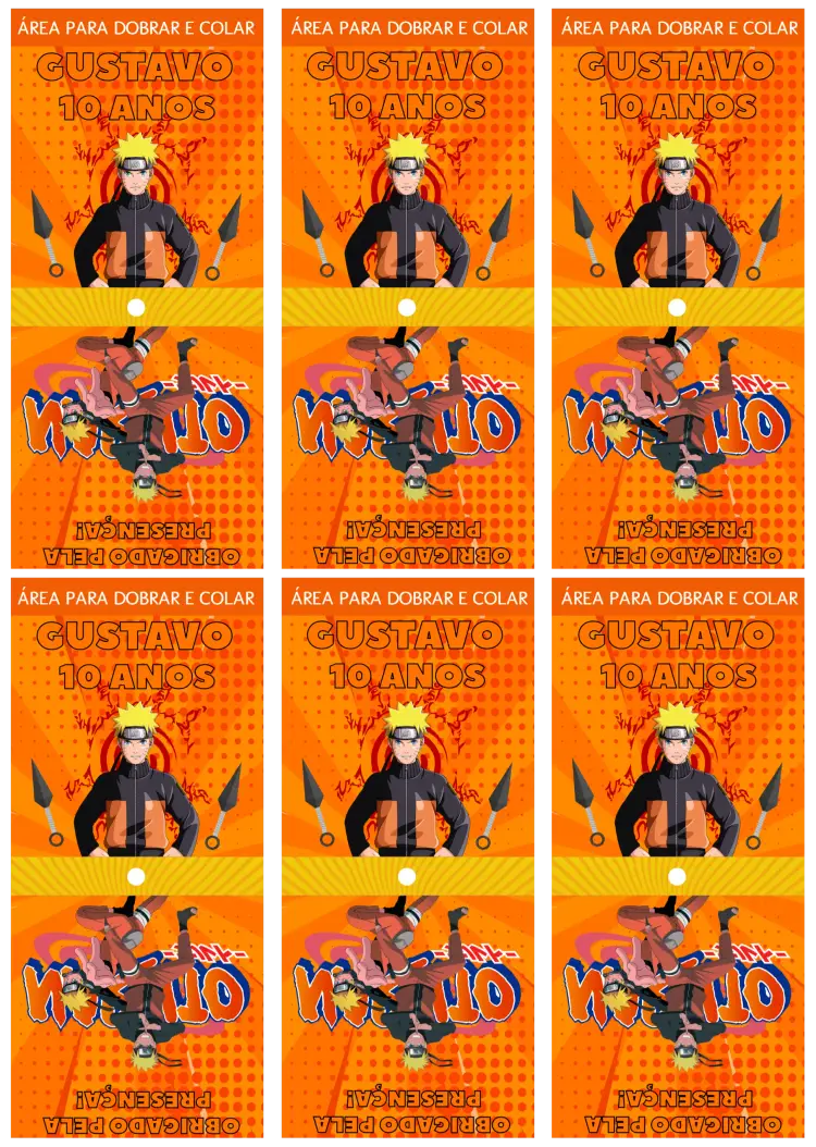Convite Capa Para Pirulito Naruto Capinha