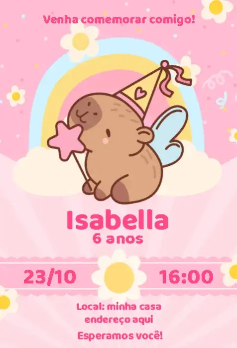 Capiavara Menina Rosa Fada