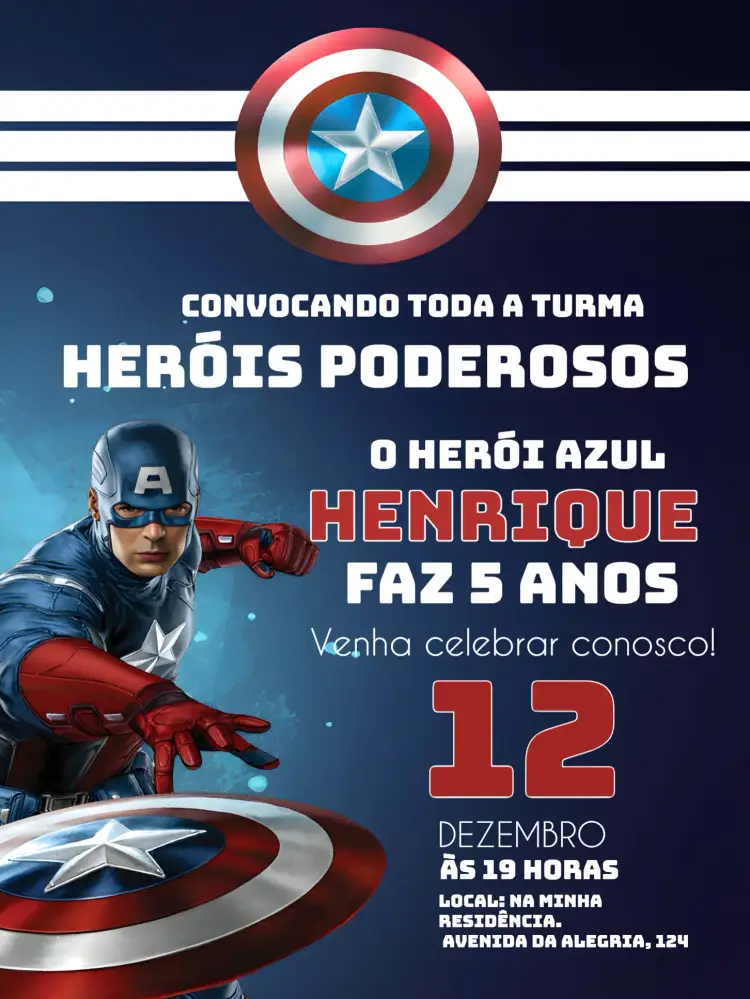 Convite Capitão América Azul