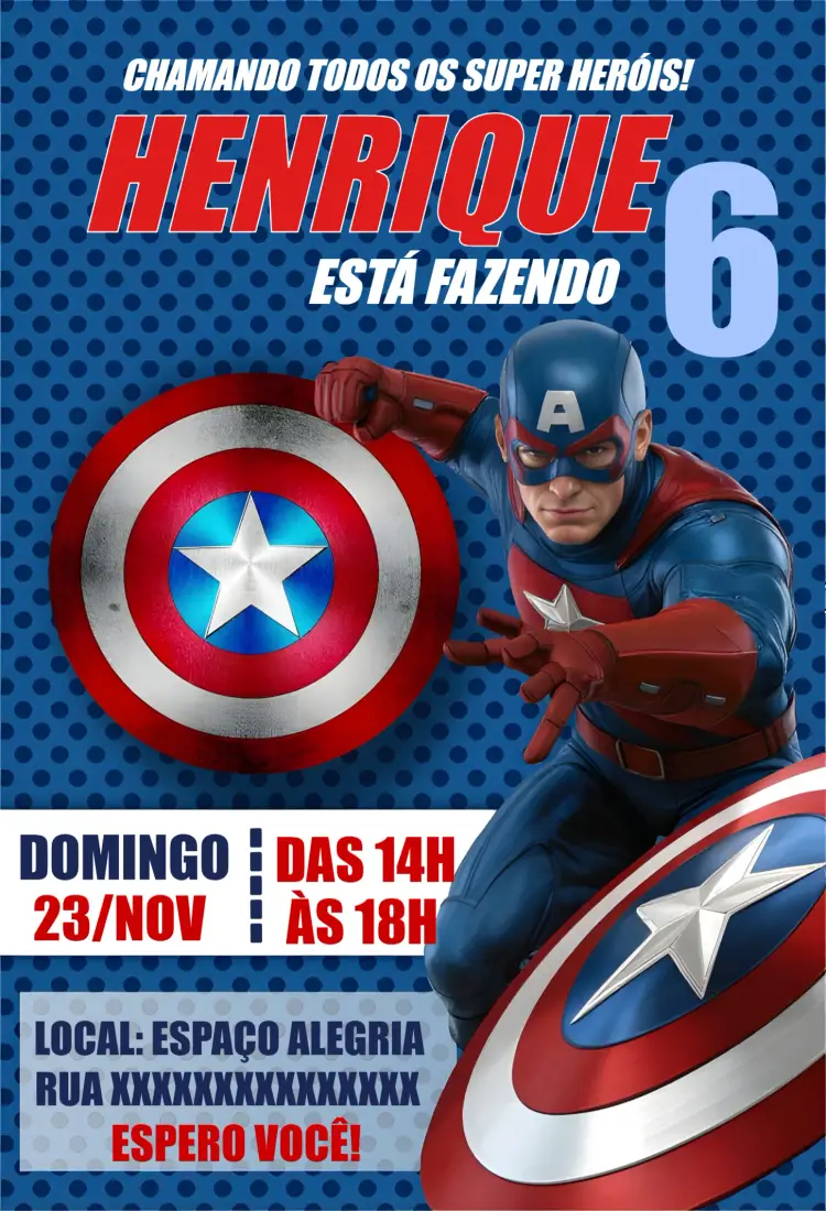 Convite Capitão América Azul