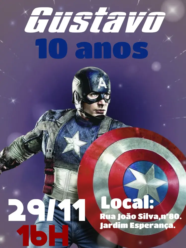 Convite Capitão América Marvel
