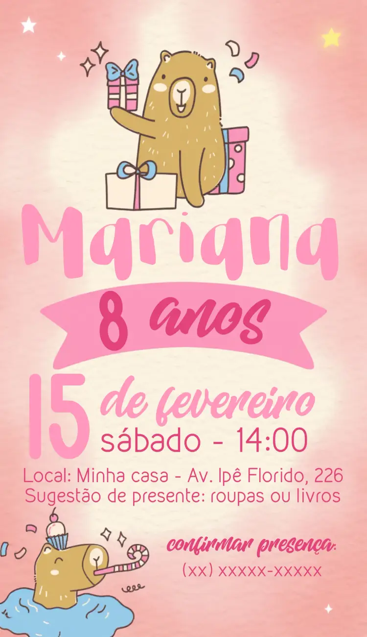Convite Capivara Animais