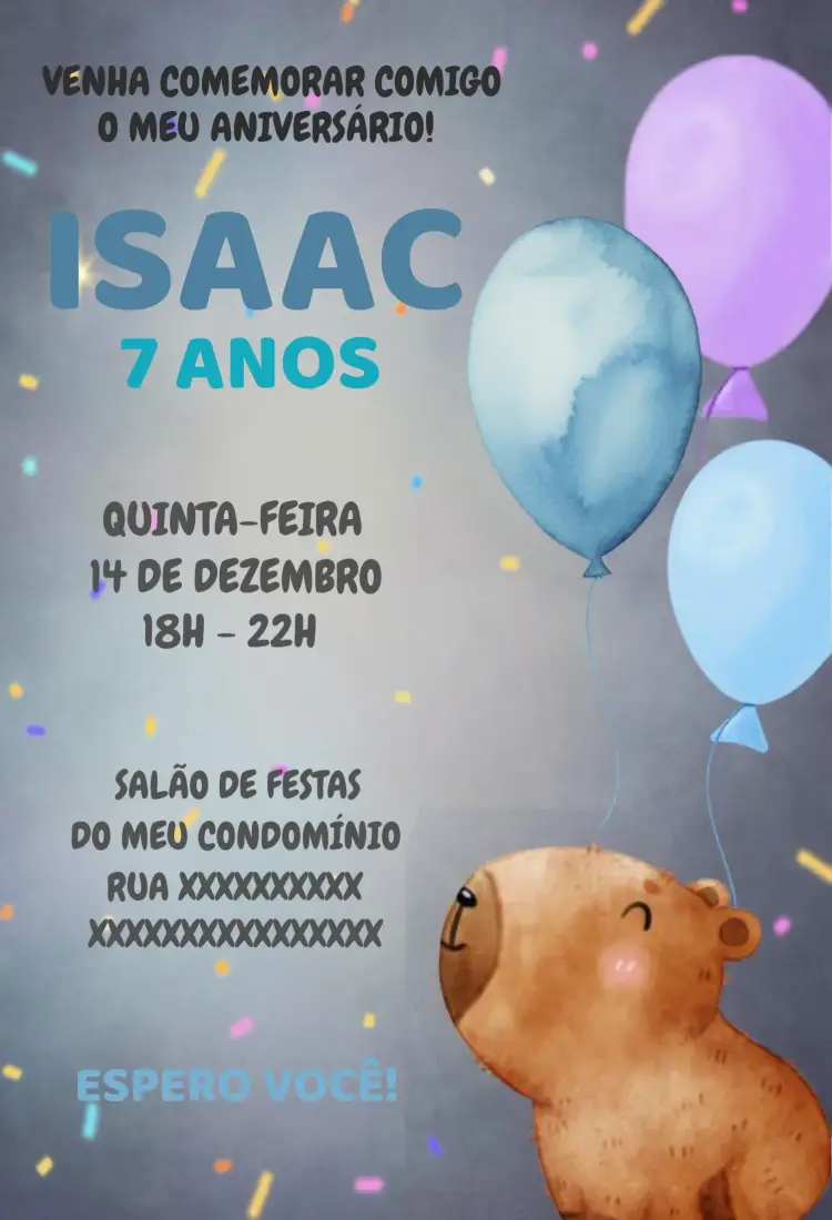 Convite Capivara Azul
