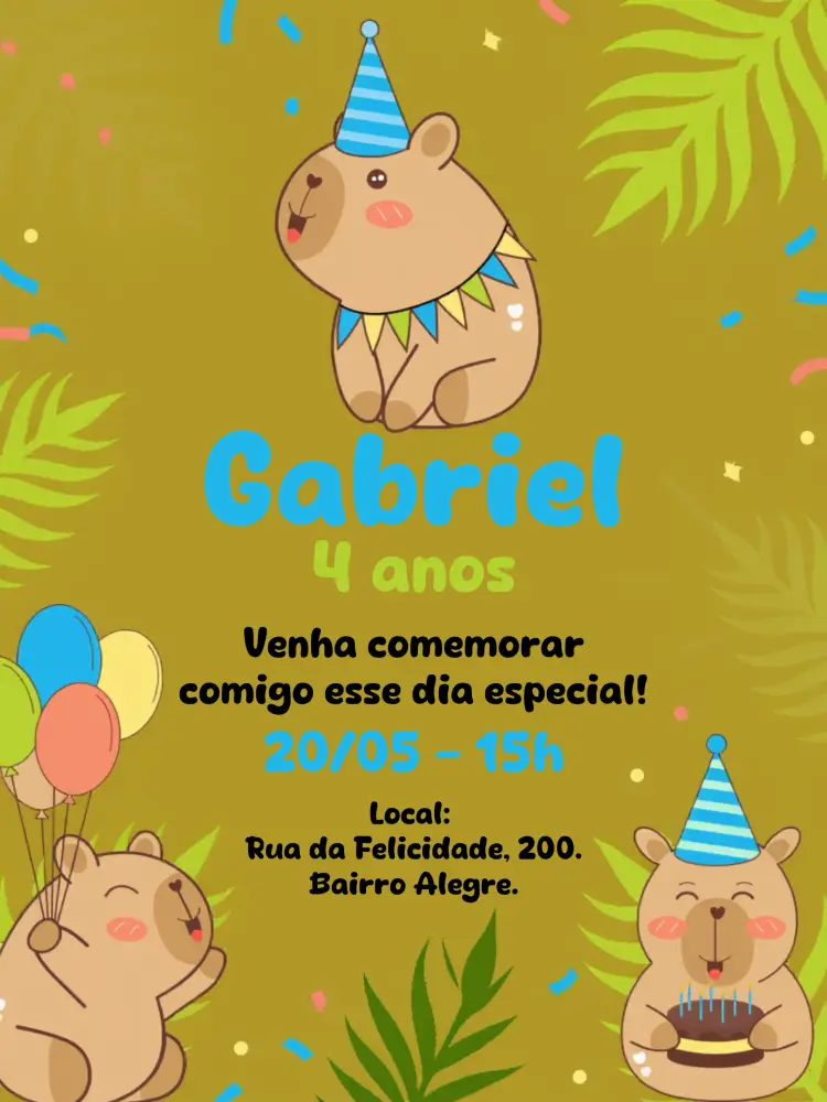 Convite Capivara Capibara