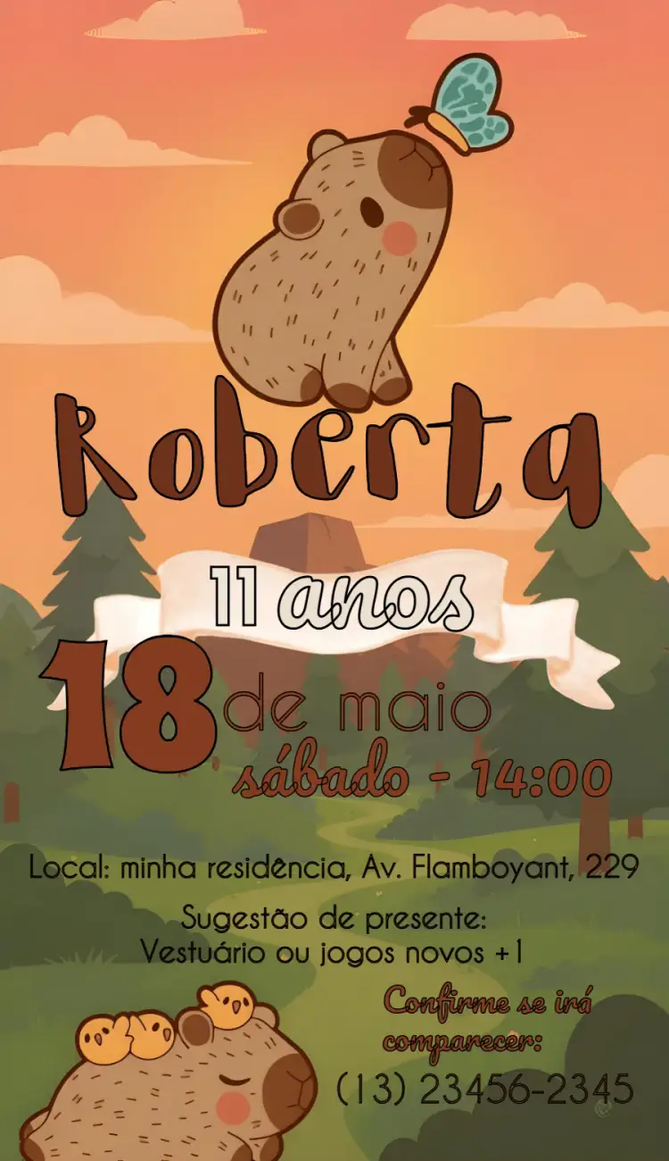Convite Capivara Festa