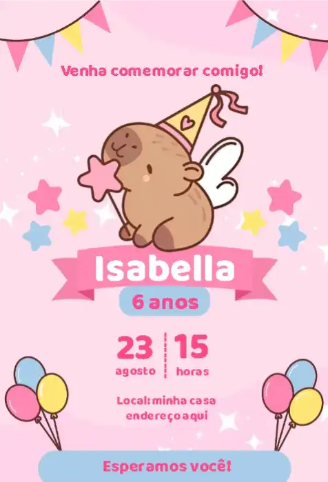 Capivara Menina Rosa