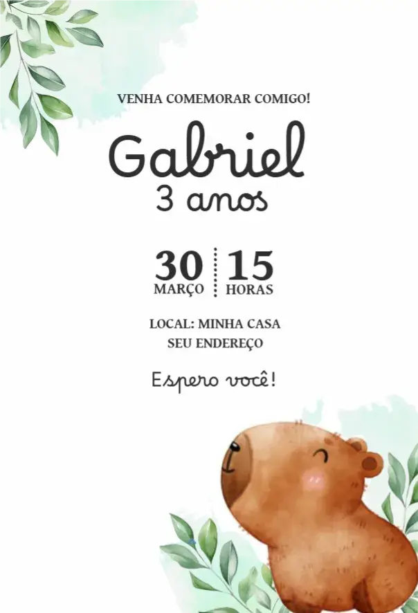Convite Capivara menino 1