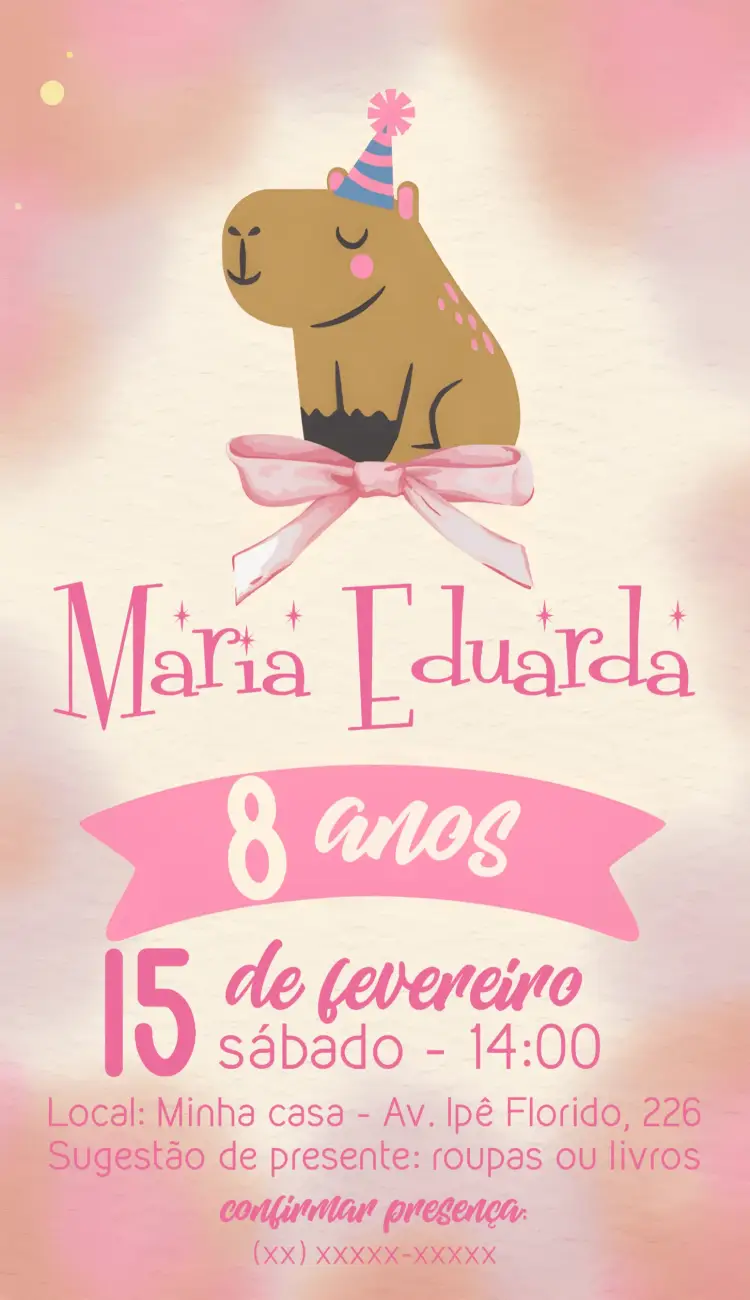 Convite Capivara Capibara