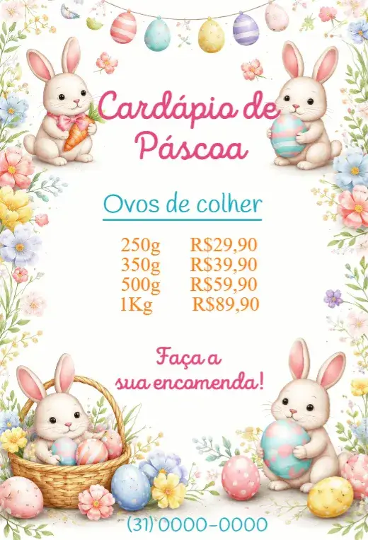 Convite Cardápio de Páscoa