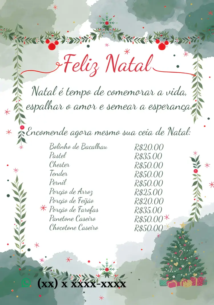 Convite Cardápio Especial De Natal Arte
