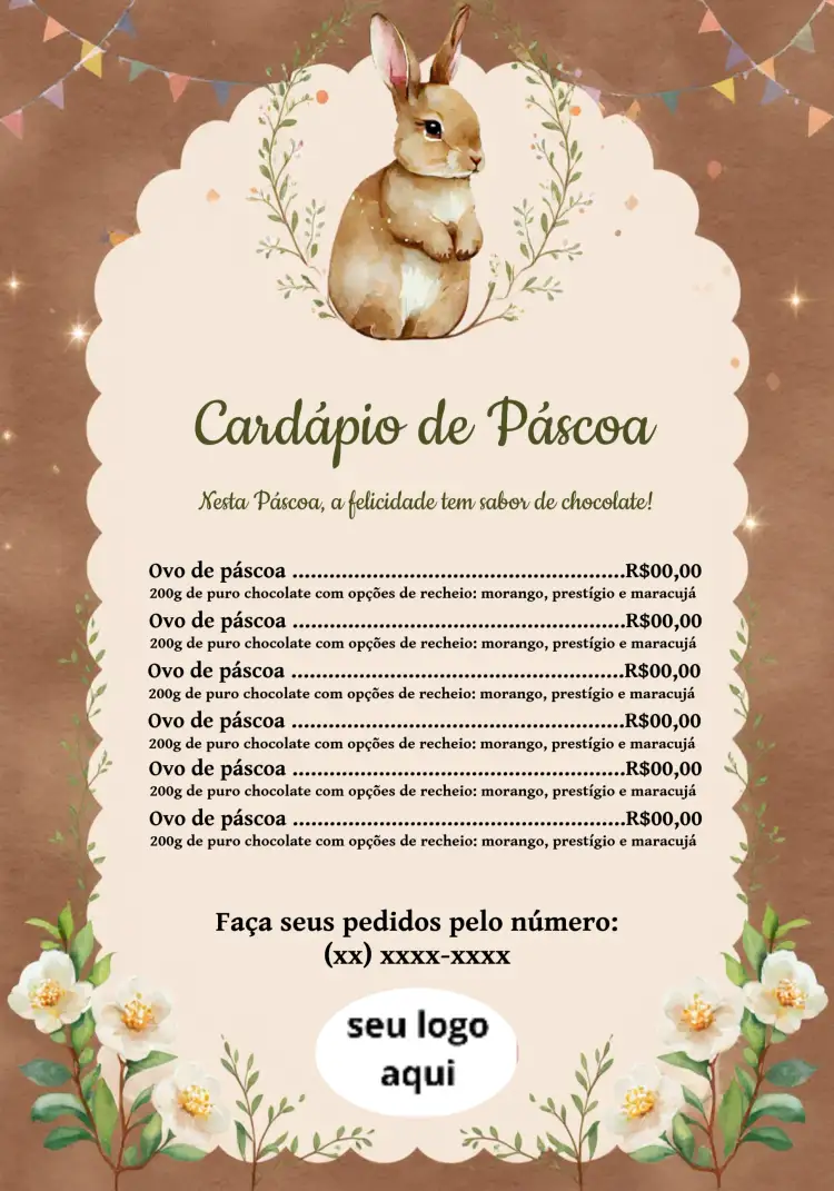 Convite Cardápio Ovos De Páscoa Coelho – tema Datas Comemorativas aquarela, rosa e verde, coelhos, ovos coloridos, elementos lúdicos
